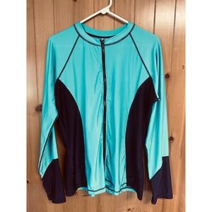 UV Protection Beachwear UV Protection Zip Front Top Turquoise XL Athletic